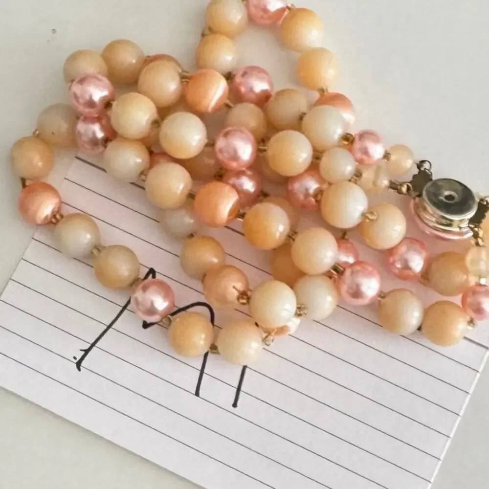 1960’s Vintage Graduated Pearl Japanese Acrylic 2 Row 18” Necklace Beaded Choker